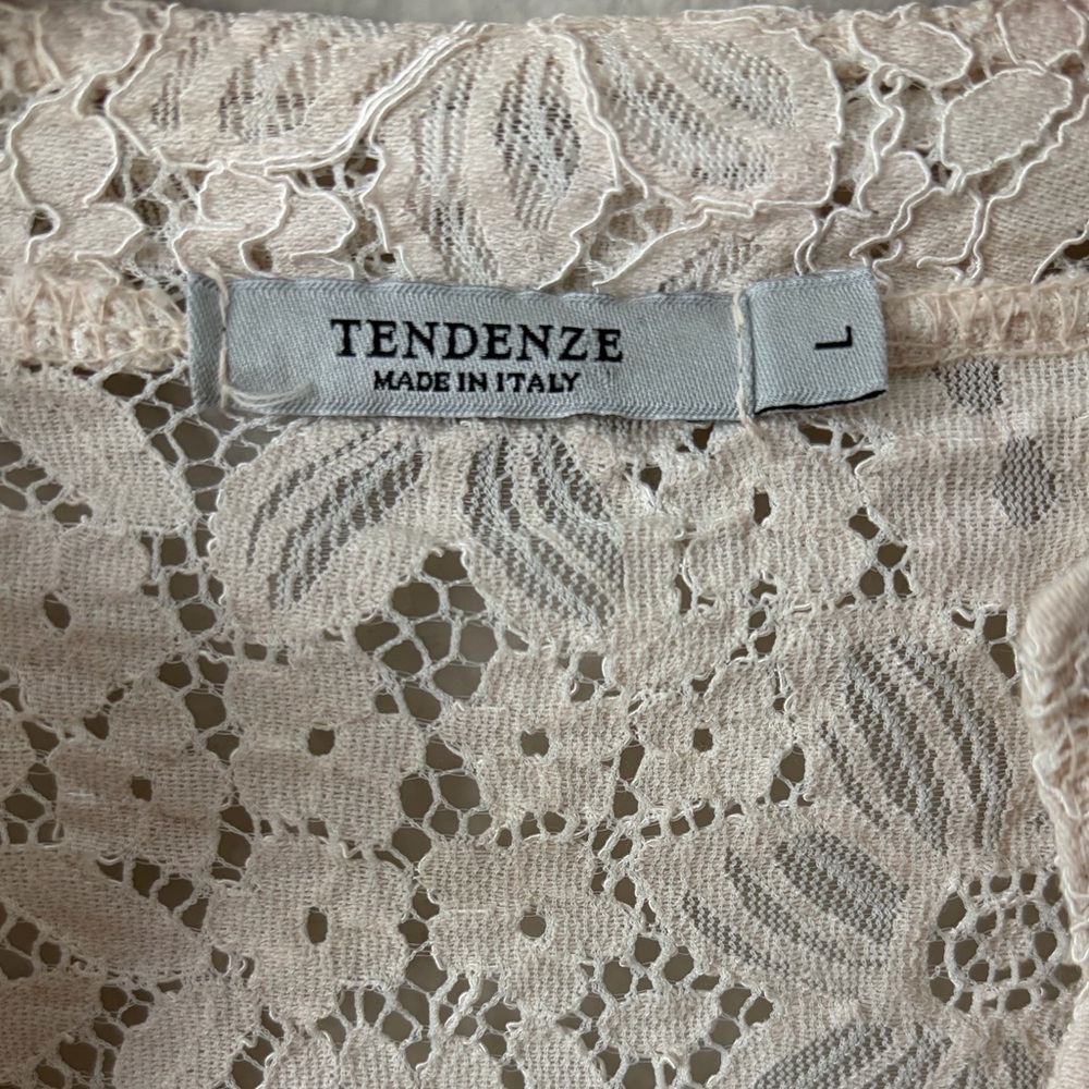 Tendenze Italian Silk and Lace Sheer Flowy Layered Blouse Cream Women Large - Picture 6 of 13